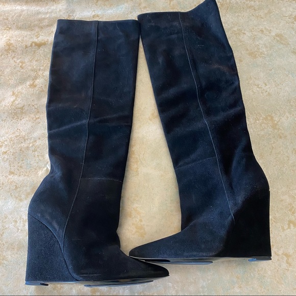 Barbara Bui over the knee 4” black suede boots. Size 38. New never worn. NWOB - Picture 1 of 4